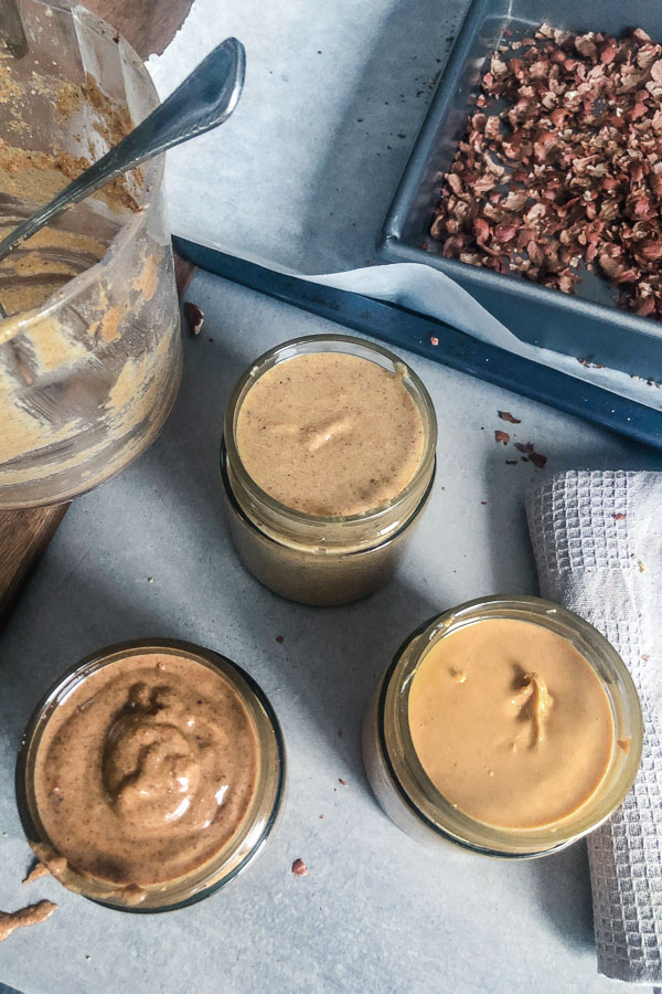 Cashew, Hazelnut and Almond butter in jars